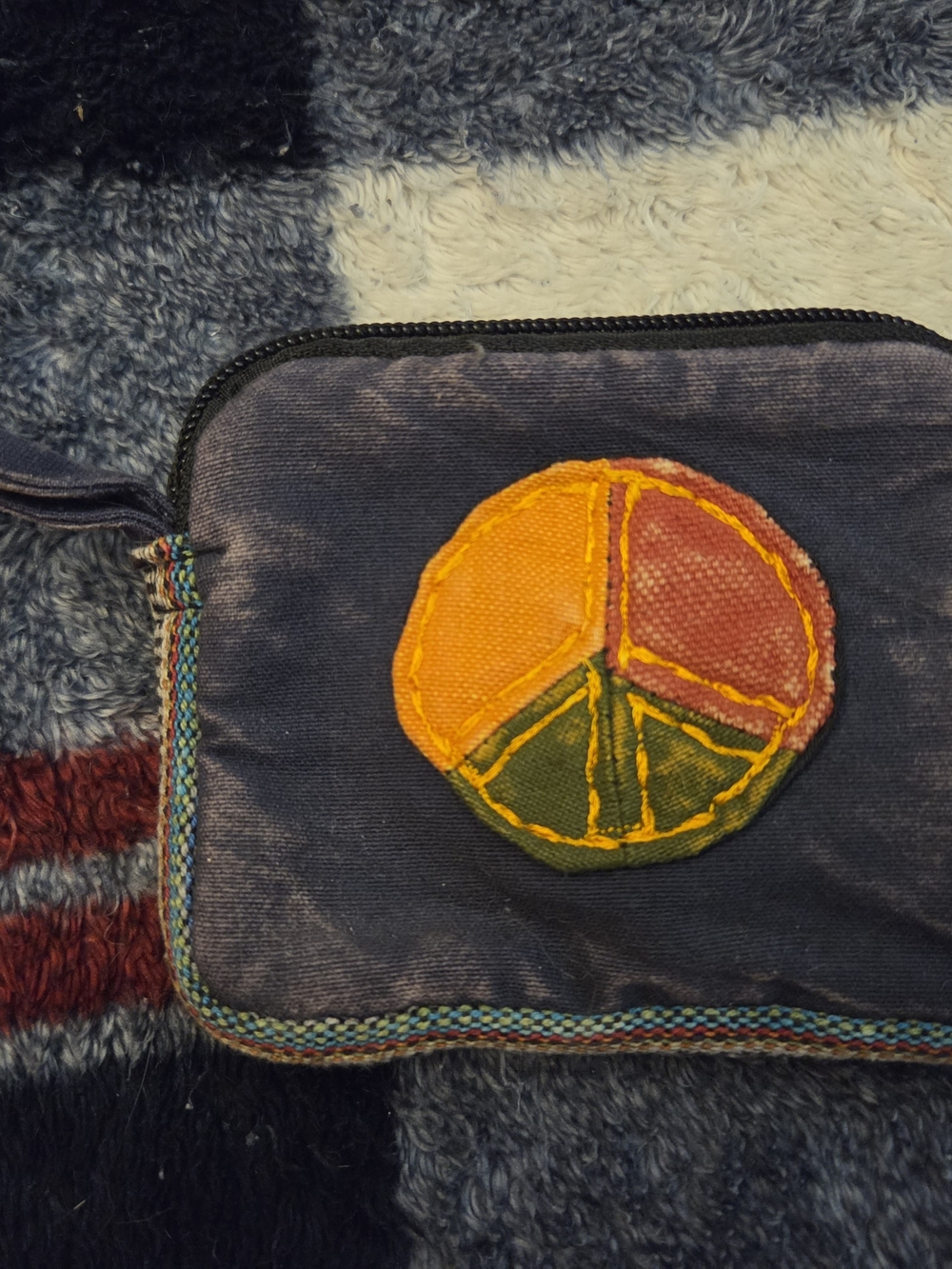 NWOT Boho Peace Patch Canvas Wallet/Coin Purse